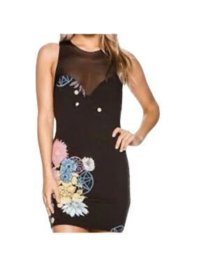 Free People Y2K Floral Bodycon Mini Mesh Sleeveless Backless Dress. Size Small.‎